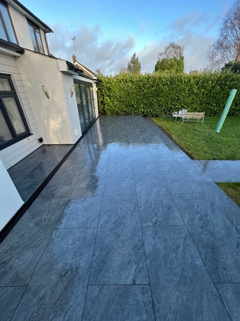 Grey porcelain patio